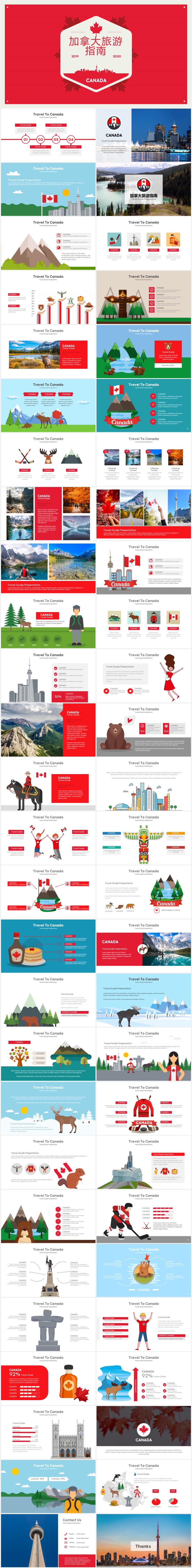 加拿大旅游路线策划keynote模版